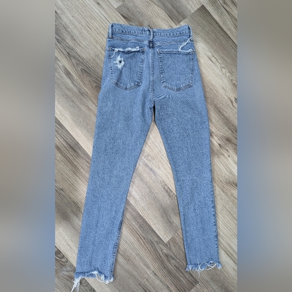 AGOLDE Nico High Rise Slim Fit Jeans Denim Button Fly Distressed Raw Hem 26 - Picture 6 of 10